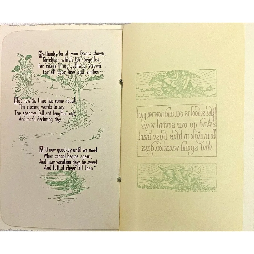 1910 Souvenir Memento Booklet Pioneer School House Embossed Americana Ephemera‎